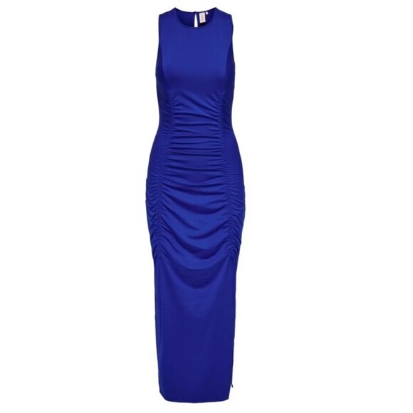 ONLY Pleated Bodycon Midi Dress Blue Size M - Picture 6 of 9